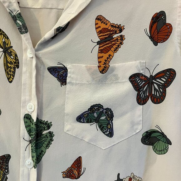 Equipment Femme Womens Essential Butterfly 100% Silk Shirt Small White SP EXC - Picture 4 of 12